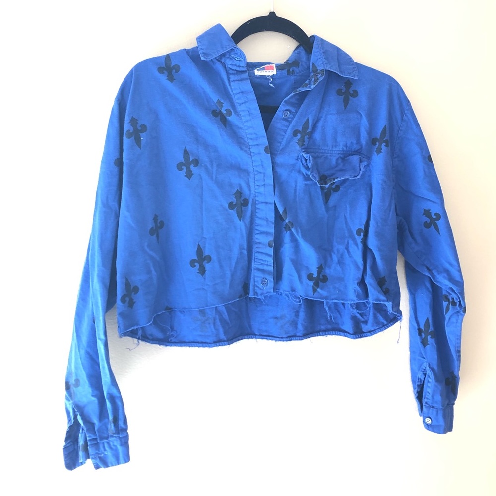 Cropped Blue Button Up